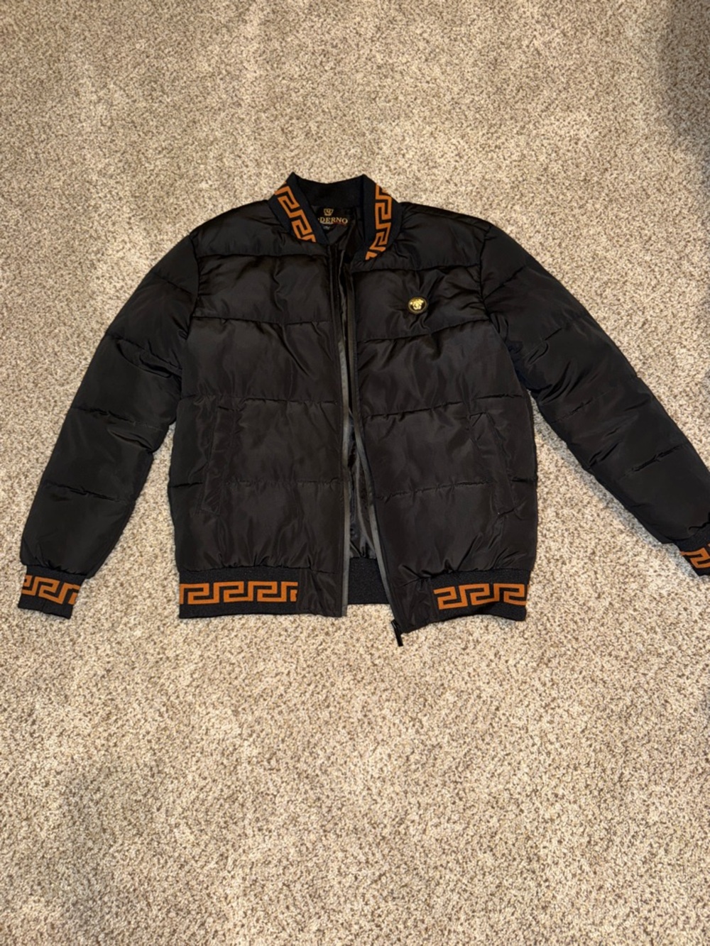 Medusa Moderna Italian style brand Black Puffer bomber Jacket